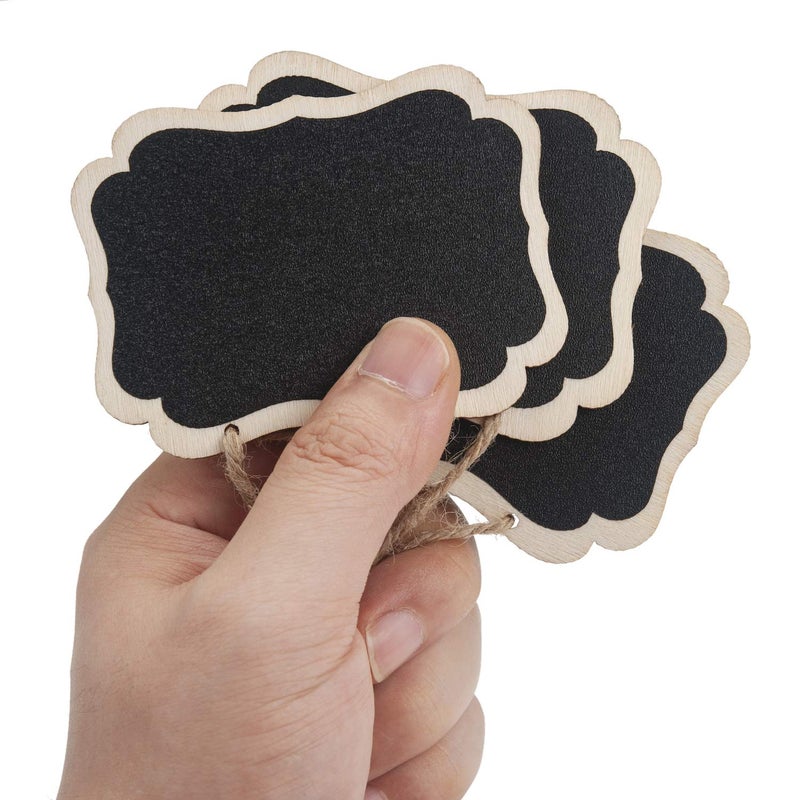 ONUPGO 20 Pack Chalkboard Tags with Liquid Chalk Marker, Double Sided Blackboard with Hanging String, Wooden Mini Erasable Chalkboard Signs, Hanging Chalkboard Labels, Price Tags, Message Tags - Image 3